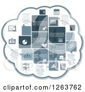 Clipart Of A Cloud With Business Infographic Icons Of A Chart Wallet Money Calendar Diary Files Handshake Briefcase News Books Graph Pen And Pie Chart Royalty Free Vector Illustration