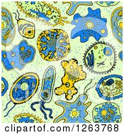 Clipart Of A Seamless Pattern Background Of Grungy Amoebas Royalty Free Vector Illustration