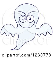 Clipart Of A Halloween Ghost Winking Royalty Free Vector Illustration
