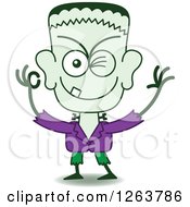 Clipart Of A Halloween Frankenstein Winking Royalty Free Vector Illustration by Zooco