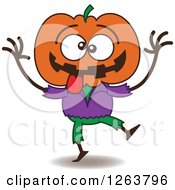 Clipart Of A Halloween Jackolantern Scarecrow Being Silly Royalty Free Vector Illustration