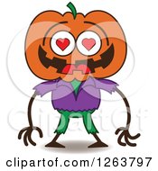 Poster, Art Print Of Halloween Jackolantern Scarecrow In Love