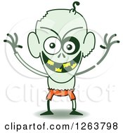 Clipart Of A Halloween Zombie Being Scary Royalty Free Vector Illustration