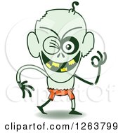 Clipart Of A Halloween Zombie Winking Royalty Free Vector Illustration