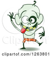Clipart Of A Halloween Zombie Being Silly Royalty Free Vector Illustration by Zooco