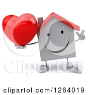 Clipart Of A 3d White House Character Holding A Heart Royalty Free Illustration by Julos