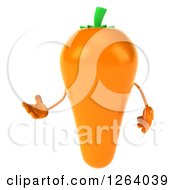 Clipart Of A 3d Carrot Mascot Presenting Royalty Free Vector Illustration by Julos