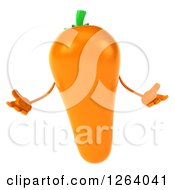 Clipart Of A 3d Carrot Mascot Shrugging Royalty Free Vector Illustration by Julos