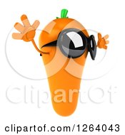 Clipart Of A 3d Carrot Mascot Wearing Sunglasses And Jumping Royalty Free Vector Illustration by Julos