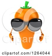 Clipart Of A 3d Sad Carrot Mascot Wearing Sunglasses Royalty Free Vector Illustration by Julos
