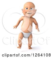 Clipart Of A 3d White Baby Boy Walking Royalty Free Vector Illustration