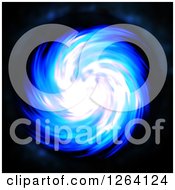 Poster, Art Print Of Glowing Blue Fractal Spiral On Black