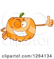 Happy Pumpkin Character Holding A Thumb Up