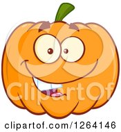 Clipart Of A Happy Pumpkin Character Royalty Free Vector Illustration by Hit Toon