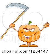 Pumpkin Character Holding A Scythe