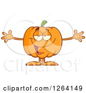 Clipart Of A Happy Pumpkin Character With Open Arms Royalty Free Vector Illustration