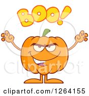 Poster, Art Print Of Scary Pumpkin Character With Boo Text