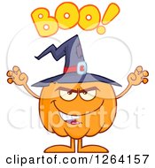 Poster, Art Print Of Scary Witch Pumpkin Character With Boo Text