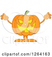 Clipart Of A Jackolantern Halloween Pumpkin Scaring Royalty Free Vector Illustration