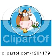 Clipart Of A Blue And White Cow Milk Label Royalty Free Vector Illustration