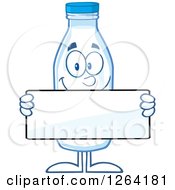 Poster, Art Print Of Milk Bottle Character Holding A Blank Sign