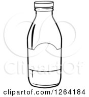 Clipart Of A Black And White Milk Bottle Royalty Free Vector Illustration