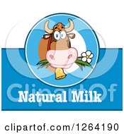 Poster, Art Print Of Blue And White Cow Natural Milk Label