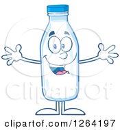 Clipart Of A Welcoming Milk Bottle Character Royalty Free Vector Illustration by Hit Toon