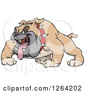 Clipart Of A Tough Brown Bulldog With His Tongue Hanging Out Royalty Free Vector Illustration by Dennis Holmes Designs