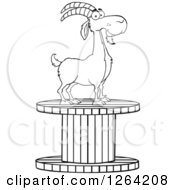 Poster, Art Print Of Black And White Male Boer Goat Buck On A Giant Spool
