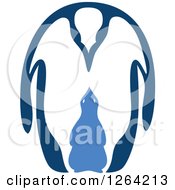 Clipart Of A Blue Parent And Baby Penguin Royalty Free Vector Illustration