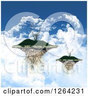 3d Floating Islands With Trees And Clouds