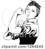 Black And White Rosie The Riveter Flexing And Facing Left