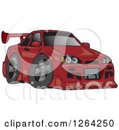 Clipart Of A Dark Red Nissan Skyline GT R Sports Car Royalty Free Vector Illustration