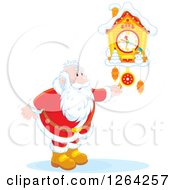 Poster, Art Print Of Santa Clause Adjusting A Cuckoo Clock