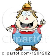 Poster, Art Print Of Happy Cartoon Chubby Scarecrow With An Idea