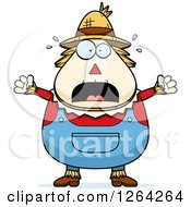 Poster, Art Print Of Scared Screaming Cartoon Chubby Scarecrow