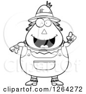 Poster, Art Print Of Black And White Happy Cartoon Chubby Scarecrow With An Idea