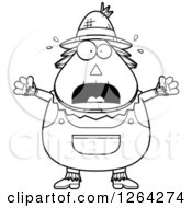 Poster, Art Print Of Black And White Scared Screaming Cartoon Chubby Scarecrow
