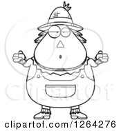 Poster, Art Print Of Black And White Careless Shrugging Cartoon Chubby Scarecrow