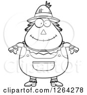 Poster, Art Print Of Black And White Happy Cartoon Chubby Scarecrow