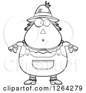 Poster, Art Print Of Black And White Surprised Gasping Cartoon Chubby Scarecrow
