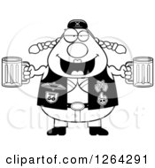 Clipart Of A Black And White Chubby Biker Chick Royalty Free Vector Illustration by Cory Thoman