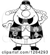 Poster, Art Print Of Black And White Chubby Biker Chick With An Idea