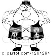 Black And White Angry Chubby Biker Chick Holding Up Fists