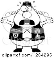Poster, Art Print Of Black And White Scared Chubby Biker Chick Screaming
