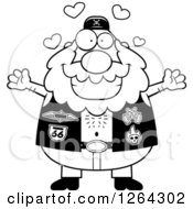 Poster, Art Print Of Black And White Loving Chubby Biker Dude With Open Arms And Hearts