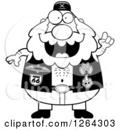 Poster, Art Print Of Black And White Chubby Biker Dude With An Idea