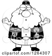 Clipart Of A Black And White Careless Shrugging Chubby Biker Dude Royalty Free Vector Illustration by Cory Thoman