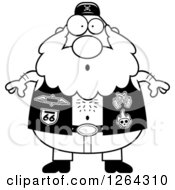 Poster, Art Print Of Black And White Chubby Surprised Gasping Biker Dude